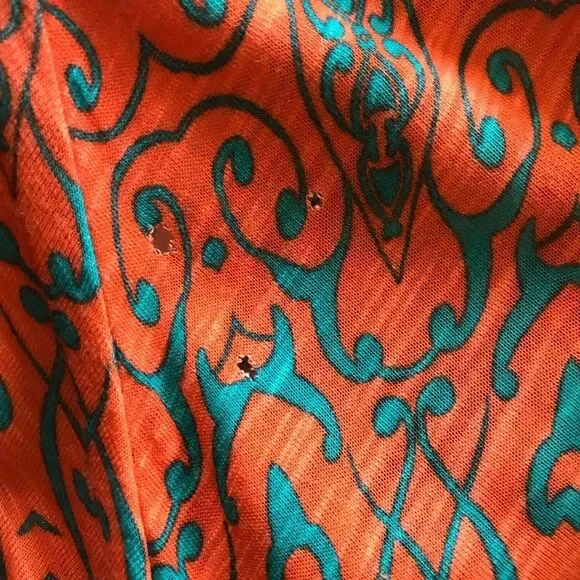 Tommy Bahama Orange Printed Maxi Dress w/ Pinholes Size S - Picture 6 of 14